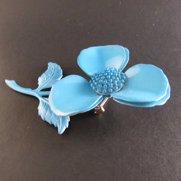 Vintage Brooch LARGE  Blue Flower - Picture 4 of 5